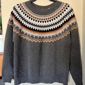 Original Weatherproof Vintage Patterned Gray Crewneck Sweater